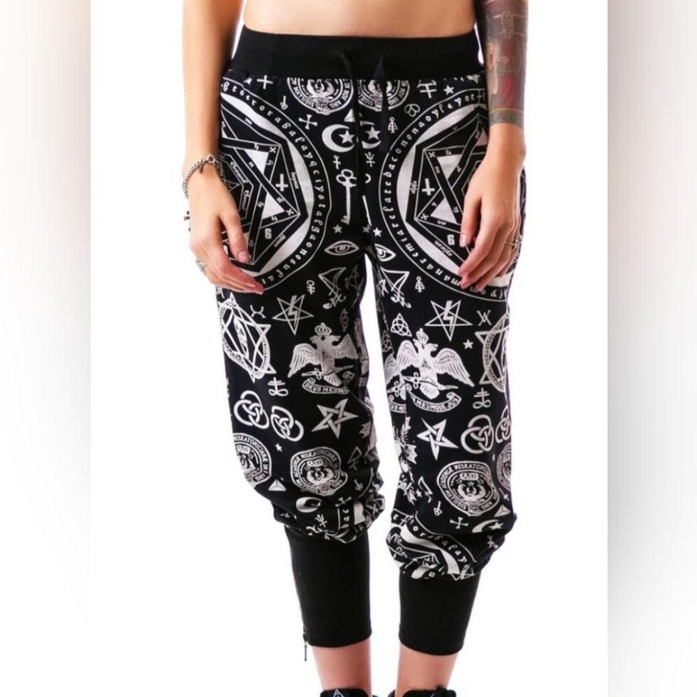 Black Graphic Print Jogger Pants